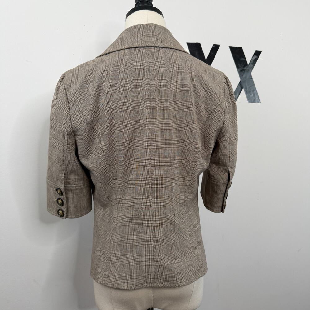 Vintage Y2K Guess Plaid Deep V Cropped Blazer Short Sleeve L - Picture 4 of 8